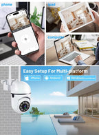 8MP Wifi IP Wireless Security Surveillance PTZ Camera 4X Zoom Cameras Tracking Two-way Audio HD Night Color Cam
