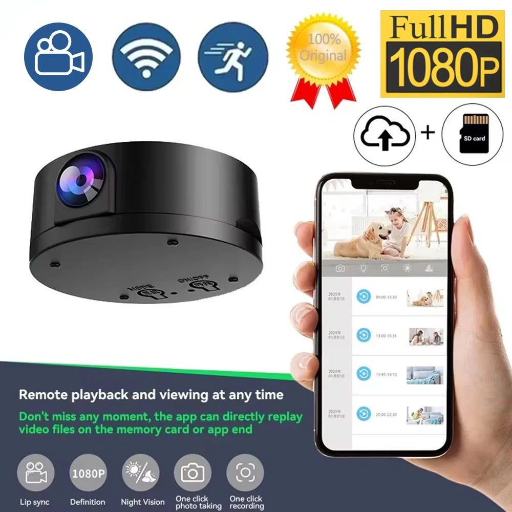 Wireless WIFI Camera  HD 1080p Wireless Mini Camera Night Vision Motion Sound Detector 170 Degrees Wide Angle Micro Baby Monitor