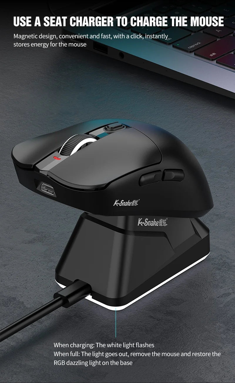 Lightweight Esports Gaming Mouse With Three-mode Wireless Bluetooth Charging And Rgb Luminous Base For Long-lasting Battery Life