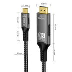 USB C to HDMI Cable 8K@60Hz 4K@120Hz Type C to HDMI-Compatible HDTV Cable for TV Converter MacBook Air iPad USB-C HDMI Adapter
