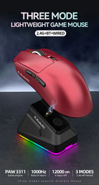 Lightweight Esports Gaming Mouse With Three-mode Wireless Bluetooth Charging And Rgb Luminous Base For Long-lasting Battery Life