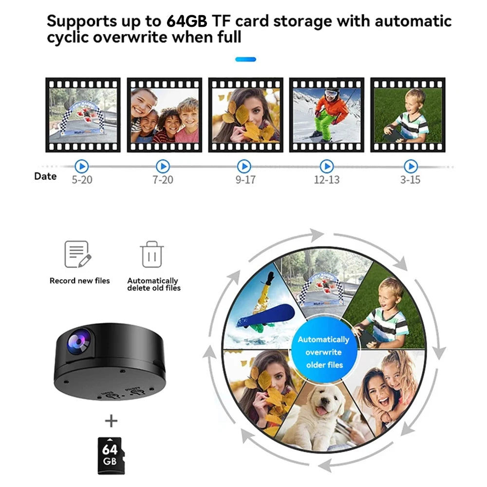 Wireless WIFI Camera  HD 1080p Wireless Mini Camera Night Vision Motion Sound Detector 170 Degrees Wide Angle Micro Baby Monitor
