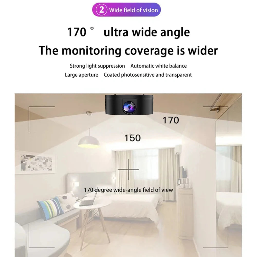 Wireless WIFI Camera  HD 1080p Wireless Mini Camera Night Vision Motion Sound Detector 170 Degrees Wide Angle Micro Baby Monitor