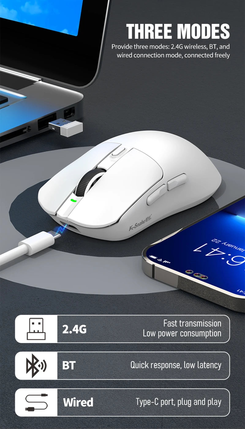 Lightweight Esports Gaming Mouse With Three-mode Wireless Bluetooth Charging And Rgb Luminous Base For Long-lasting Battery Life