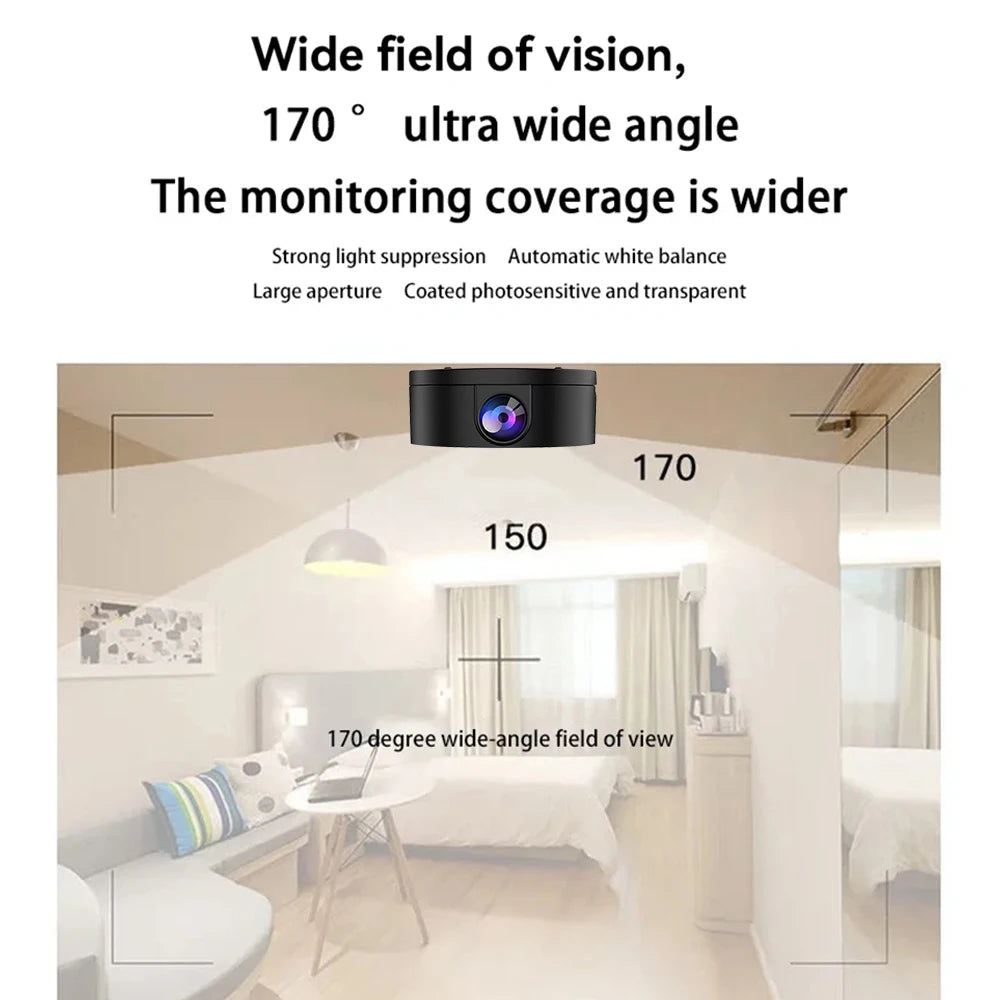 Wireless WIFI Camera  HD 1080p Wireless Mini Camera Night Vision Motion Sound Detector 170 Degrees Wide Angle Micro Baby Monitor