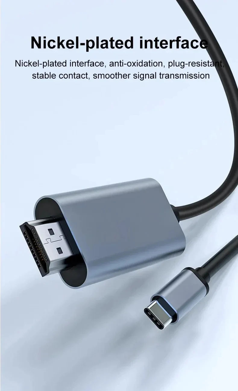 4K 60Hz HD Video Conversion Cable Typec To Hdmi Same Screen Cable TV Computer 2 Meters Braided Screen Projection Cable