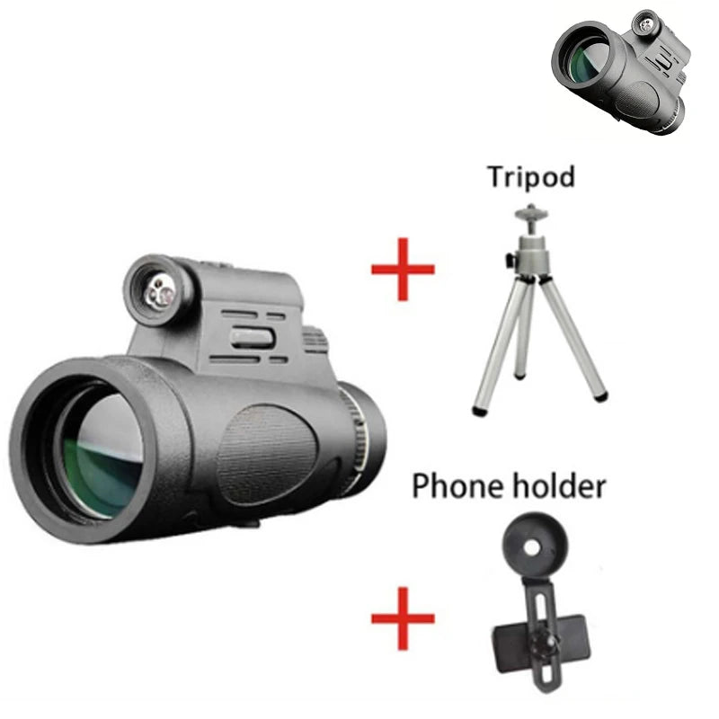 12X42 Monocular Telescope Night Spyglass High Power Dual Focus Optical Zoom Scope Long Range High Magnification