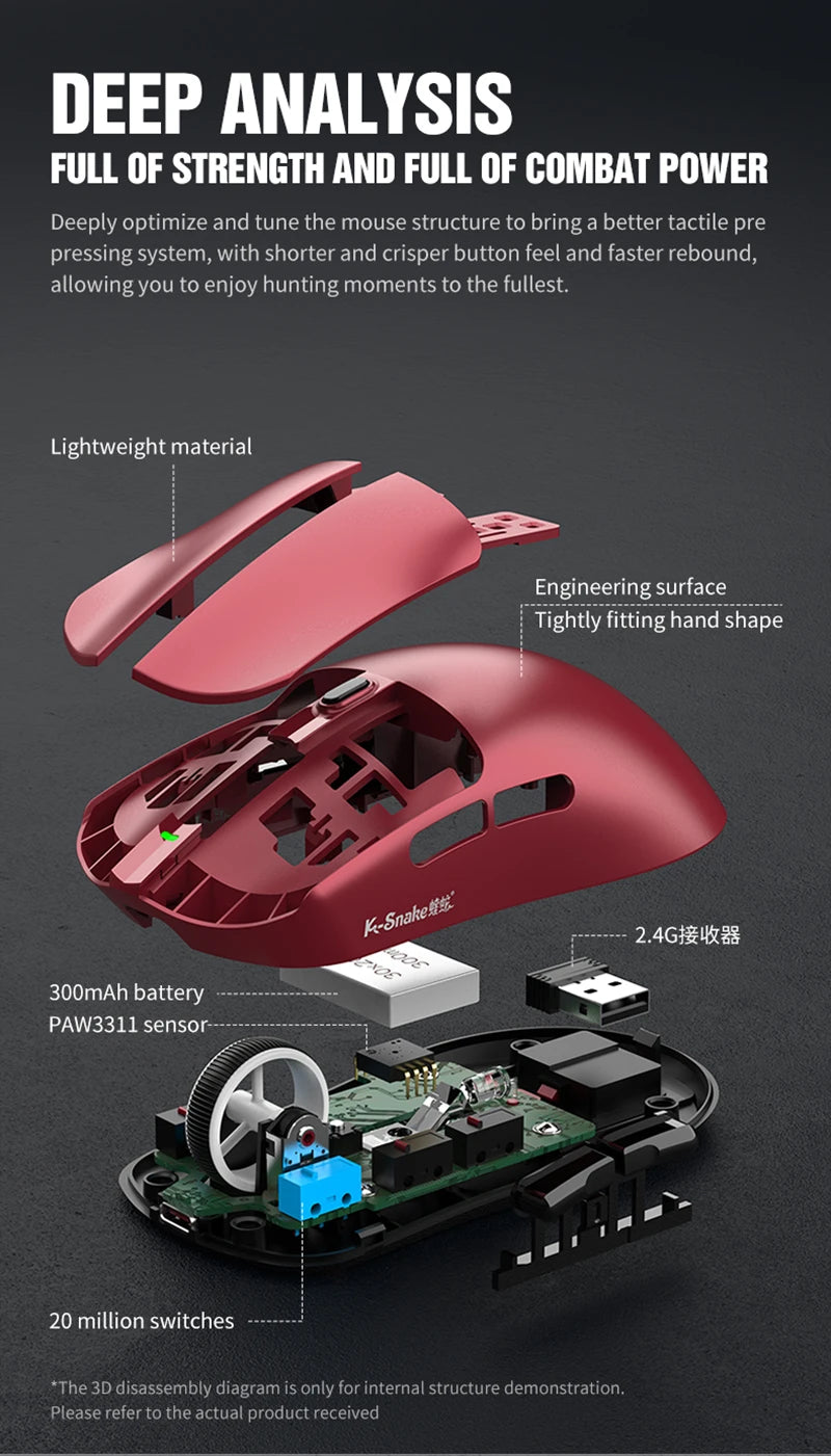 Lightweight Esports Gaming Mouse With Three-mode Wireless Bluetooth Charging And Rgb Luminous Base For Long-lasting Battery Life