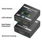 4K HDMI-Compatible Switch 2 Ports Bi-directional 1x2 / 2x1 HDMI-Compatible Switcher Splitter Supports Ultra HD 4K 1080P 3D HDR
