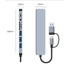 8 in 2 USB +Type C HUB Docking Station with 3.5mm Audio Jack Adapter Micro SD Card Reader Laptop Tablet Phone Disk Converter