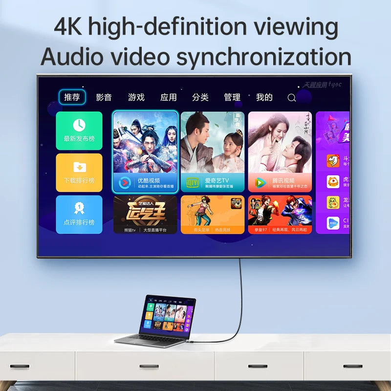 USB C to HDMI Cable 8K@60Hz 4K@120Hz Type C to HDMI-Compatible HDTV Cable for TV Converter MacBook Air iPad USB-C HDMI Adapter