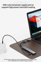USB C Hub USB Hub 3.0, Aluminum 7 in 1 USB Extender, USB Splitter with USB 3.0, 4 X USB 2.0 and 2 USB C Ports USB Distributor