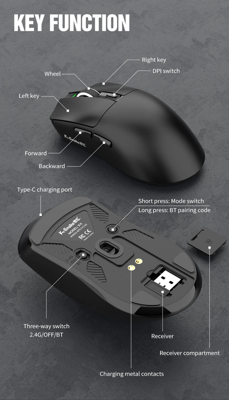 Lightweight Esports Gaming Mouse With Three-mode Wireless Bluetooth Charging And Rgb Luminous Base For Long-lasting Battery Life