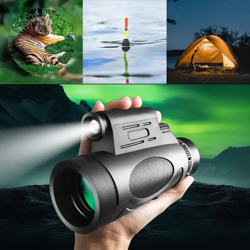 12X42 Monocular Telescope Night Spyglass High Power Dual Focus Optical Zoom Scope Long Range High Magnification