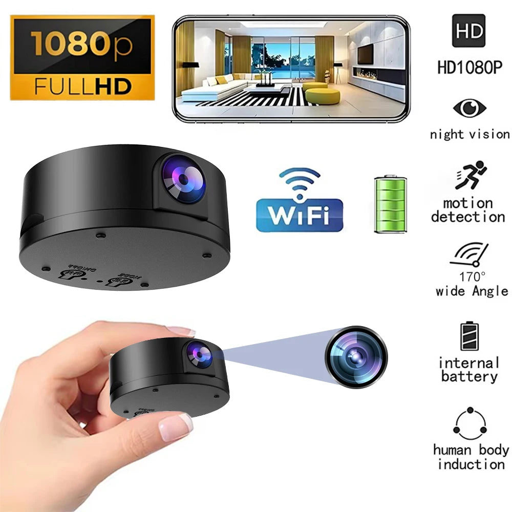 Wireless WIFI Camera  HD 1080p Wireless Mini Camera Night Vision Motion Sound Detector 170 Degrees Wide Angle Micro Baby Monitor